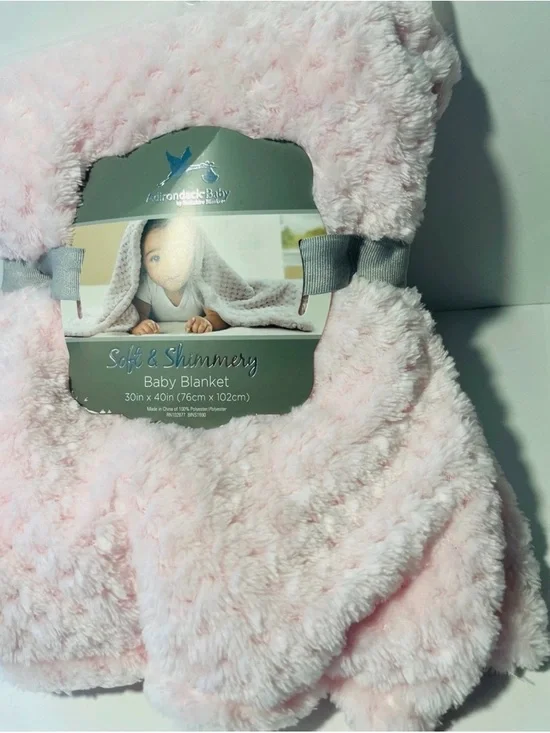 Adirondack Baby by Berkshire My Cozy Baby Roses & Shimmery Pink Blanket Lot of 2 - Picture 10 of 11